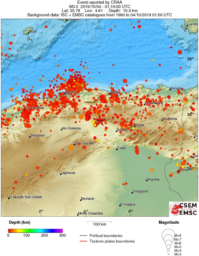 regional depth historical seismicity