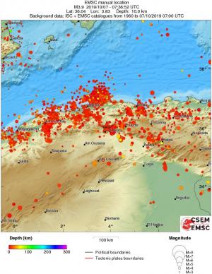 regional depth historical seismicity