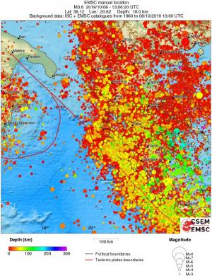 regional depth historical seismicity