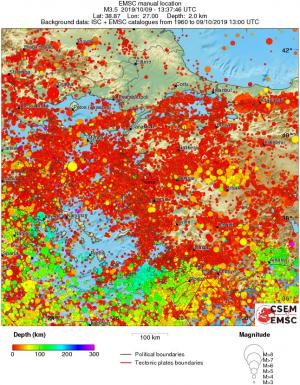 regional depth historical seismicity