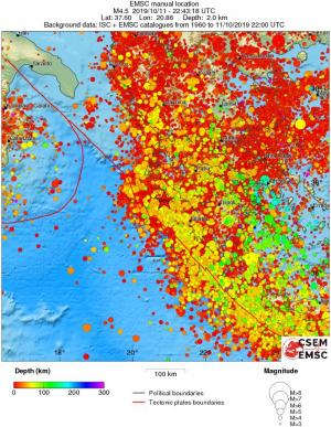 regional depth historical seismicity