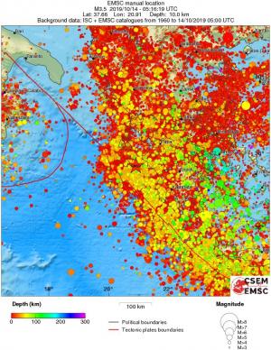 regional depth historical seismicity