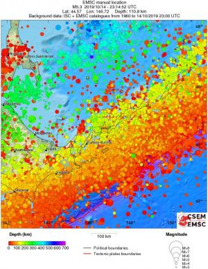 regional depth historical seismicity