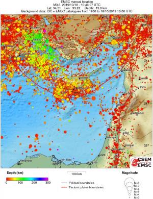 regional depth historical seismicity
