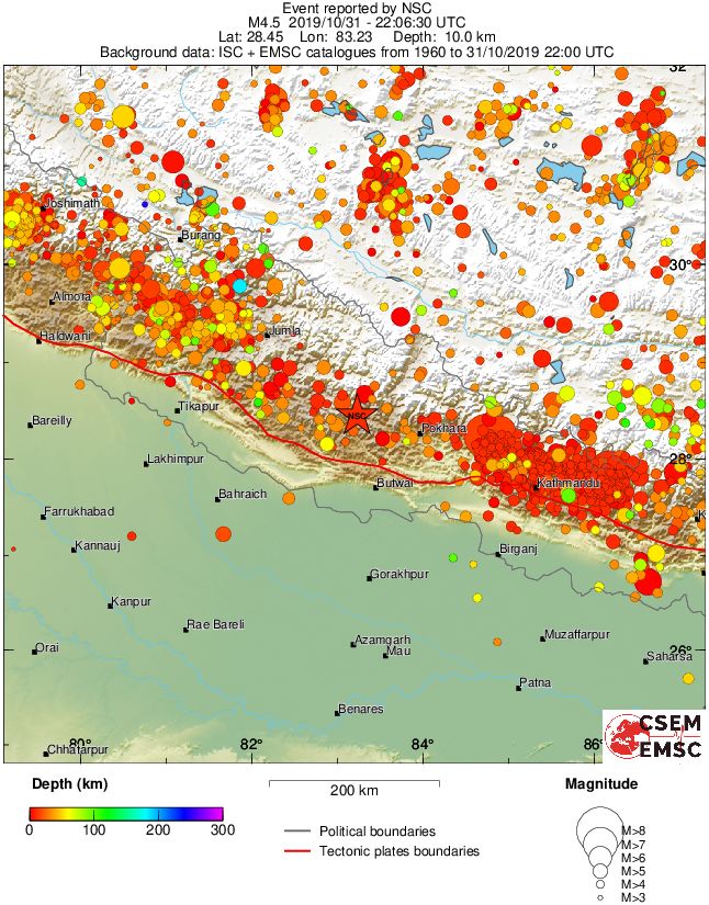 regional depth historical seismicity