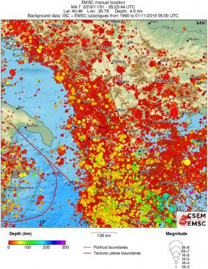 regional depth historical seismicity
