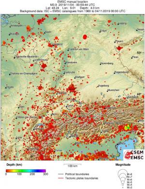 regional depth historical seismicity