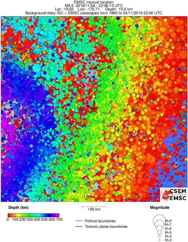 regional depth historical seismicity