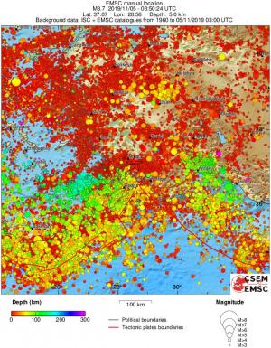 regional depth historical seismicity