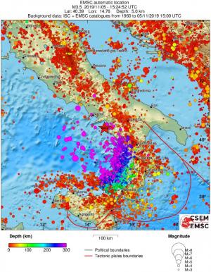 regional depth historical seismicity