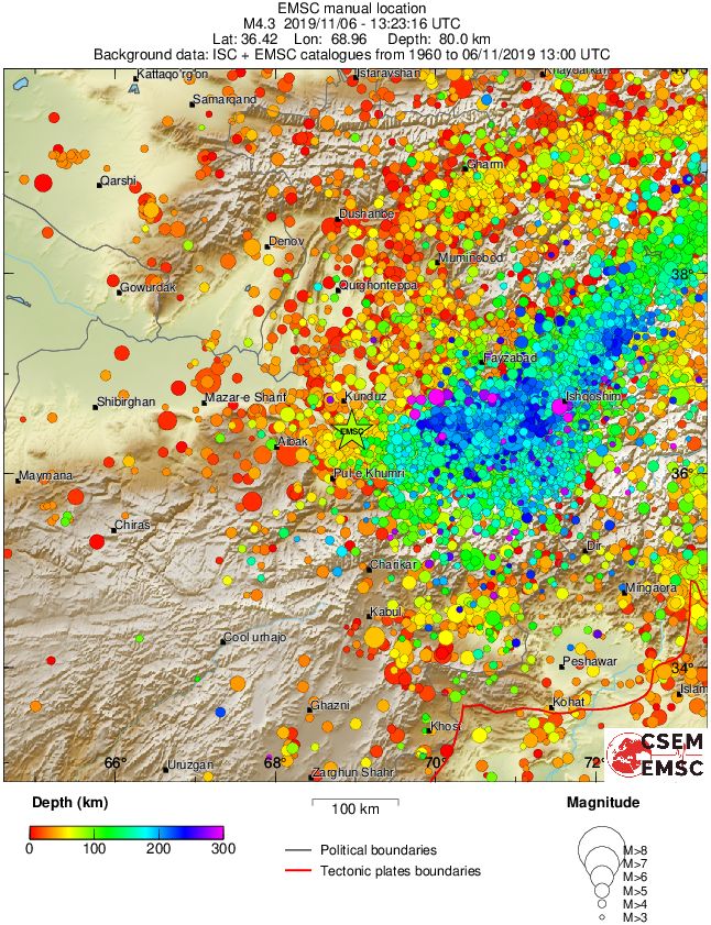 regional depth historical seismicity
