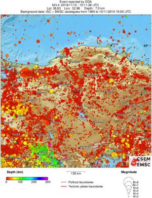 regional depth historical seismicity