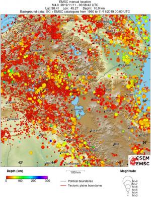 regional depth historical seismicity