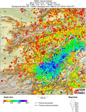 regional depth historical seismicity