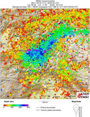 regional depth historical seismicity