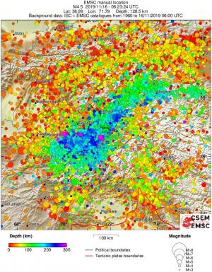 regional depth historical seismicity