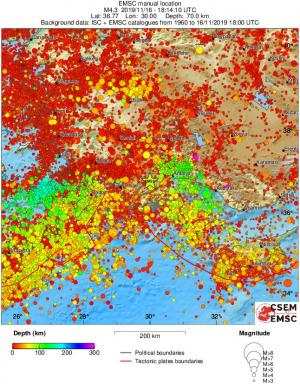 regional depth historical seismicity