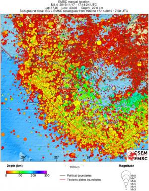 regional depth historical seismicity