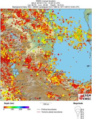 regional depth historical seismicity