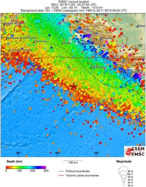 regional depth historical seismicity