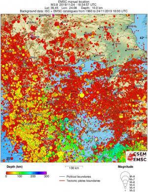 regional depth historical seismicity