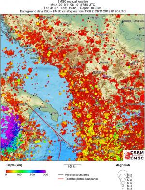 regional depth historical seismicity