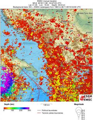 regional depth historical seismicity