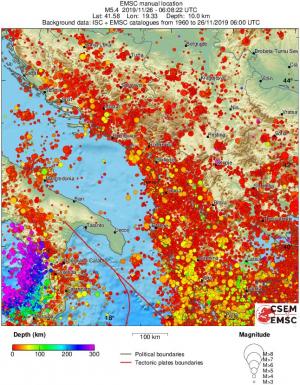 regional depth historical seismicity