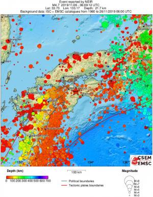 regional depth historical seismicity
