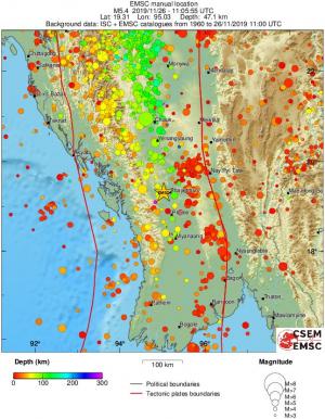regional depth historical seismicity