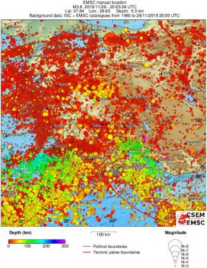 regional depth historical seismicity