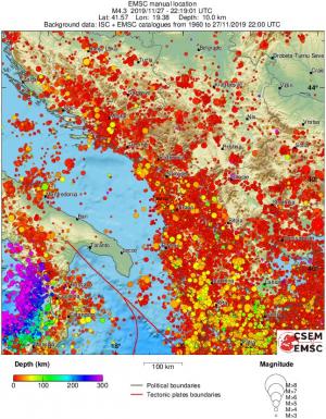 regional depth historical seismicity