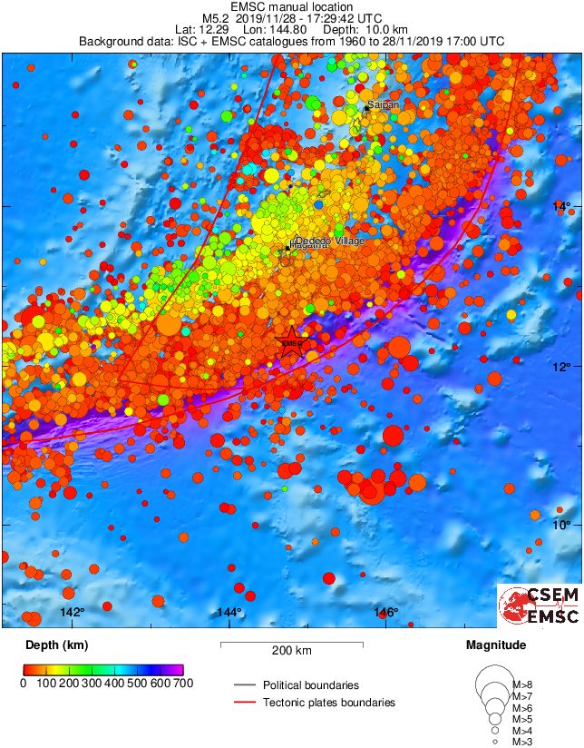 regional depth historical seismicity
