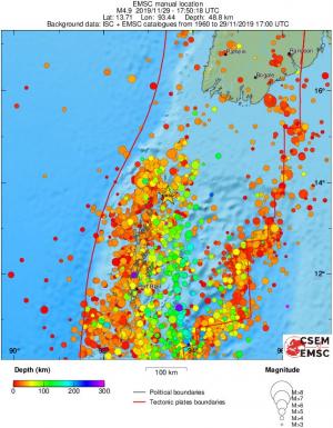 regional depth historical seismicity
