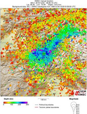 regional depth historical seismicity