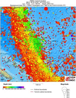 regional depth historical seismicity