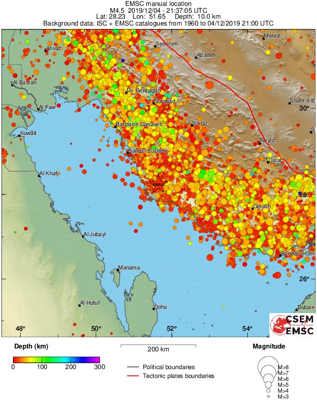 regional depth historical seismicity