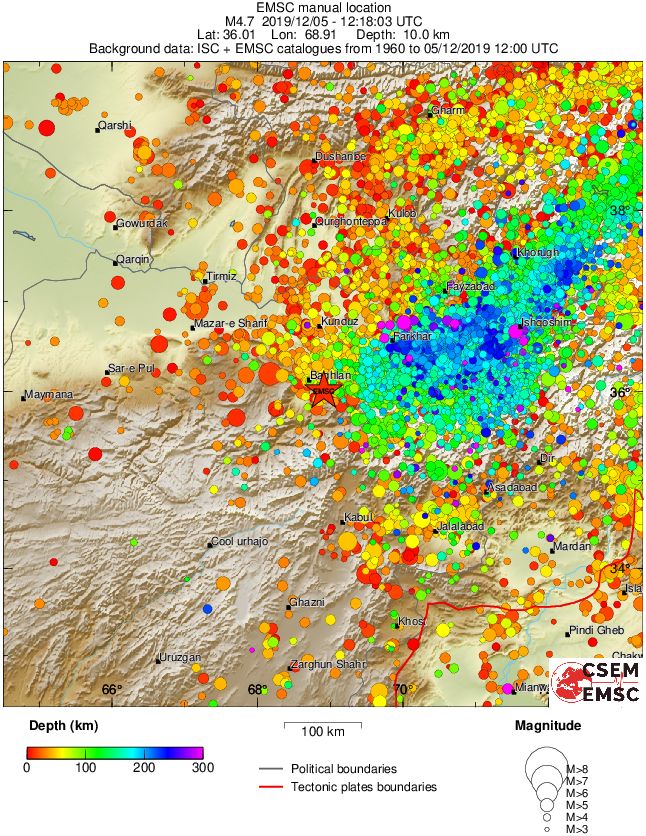 regional depth historical seismicity