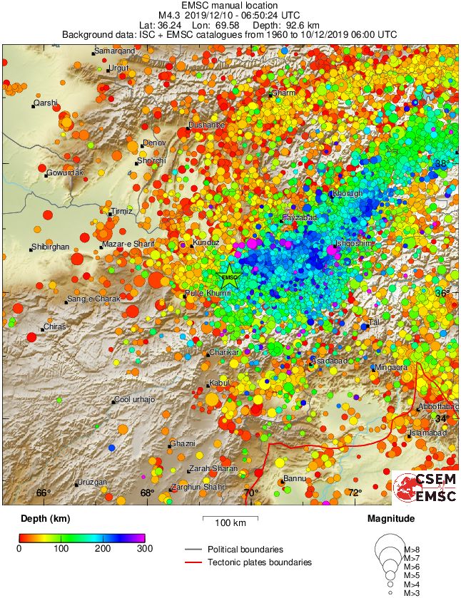 regional depth historical seismicity