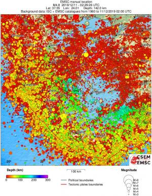 regional depth historical seismicity