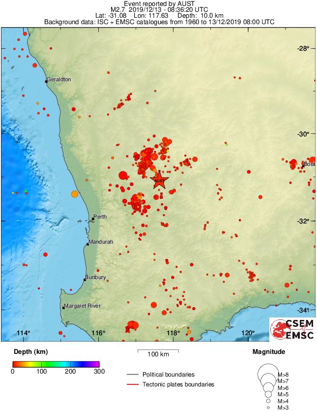 regional depth historical seismicity