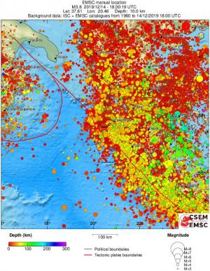 regional depth historical seismicity