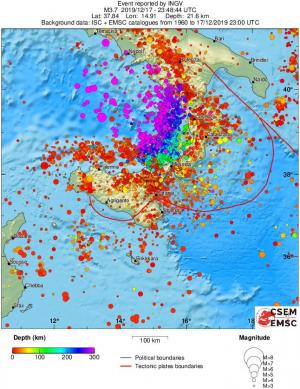 regional depth historical seismicity