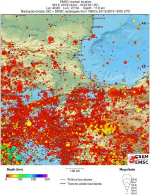 regional depth historical seismicity