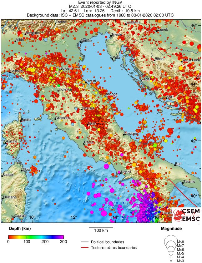 regional depth historical seismicity