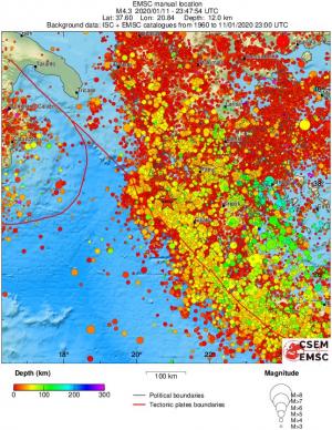 regional depth historical seismicity