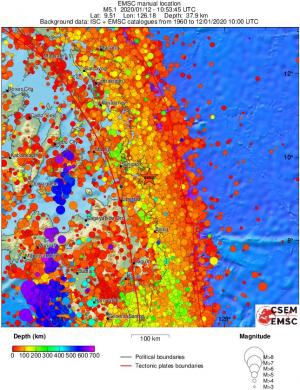 regional depth historical seismicity