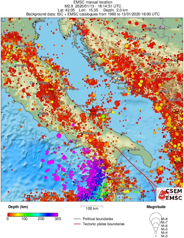 regional depth historical seismicity