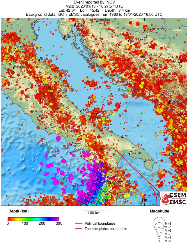 regional depth historical seismicity