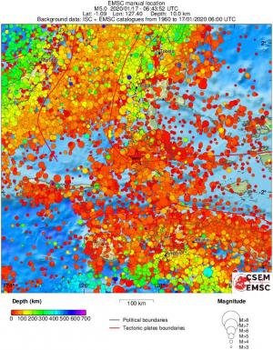 regional depth historical seismicity